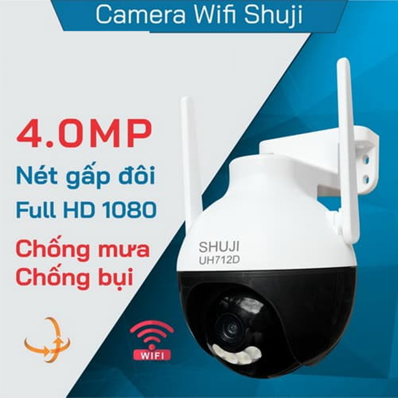 Camera Wifi Shuji UH712D, Ultra HD 4.0MP, Chống mưa, Xoay 350 độ
